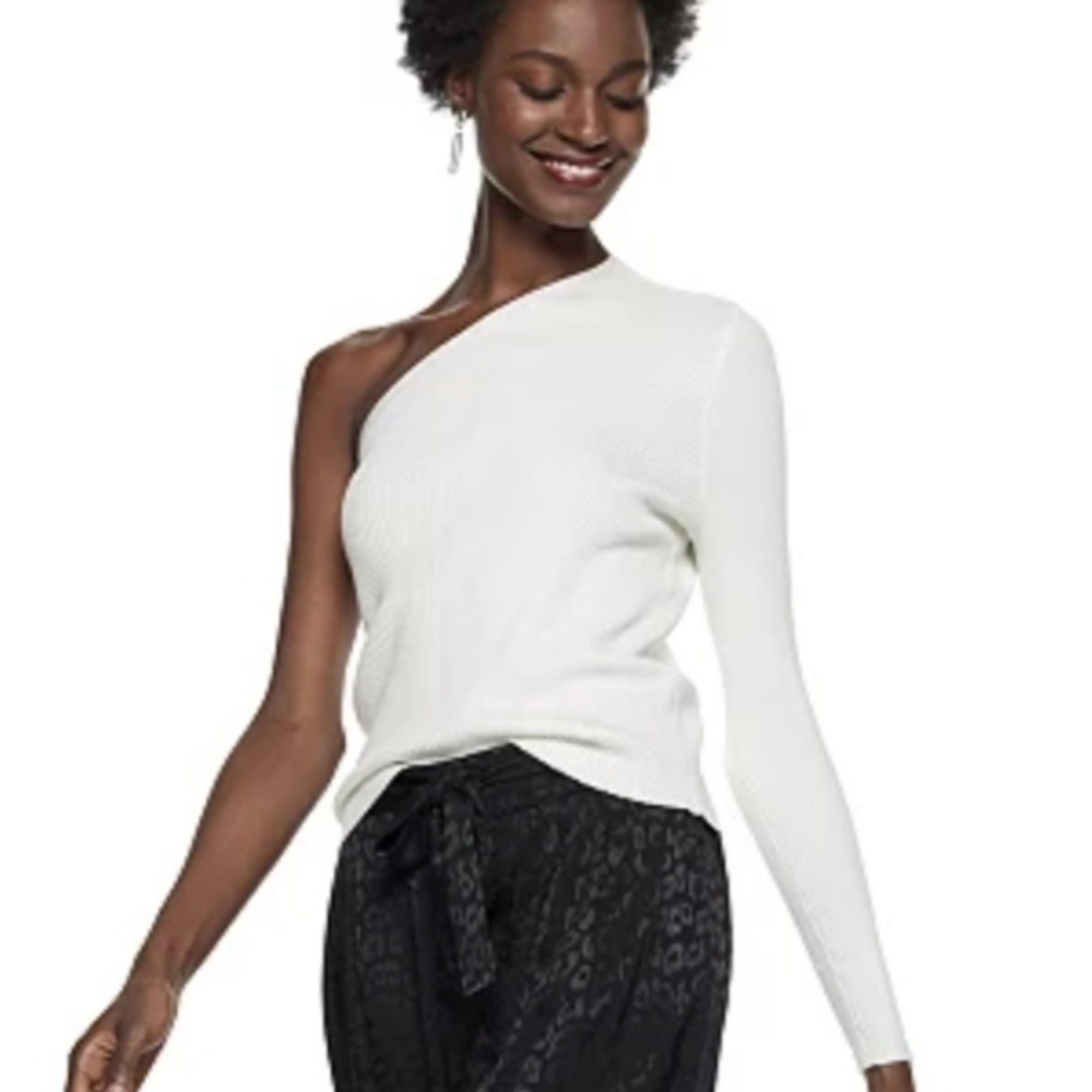Ribbed One Shoulder Top, Nine West, Sz XL